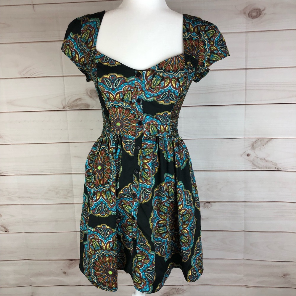 Band of Gypsies Black Boho Paisley Mine Dress